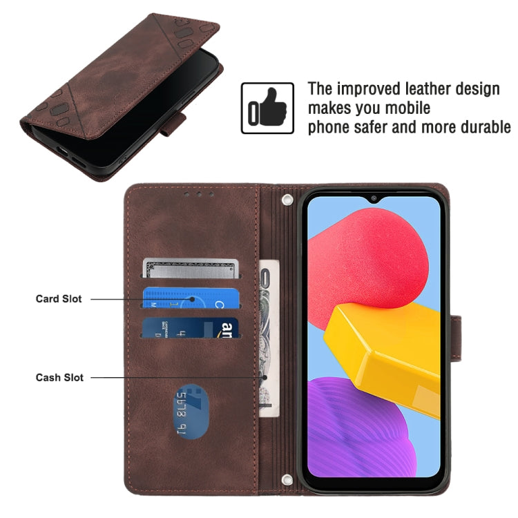 For Samsung Galaxy M13 Global Skin-feel Embossed Leather Phone Case
