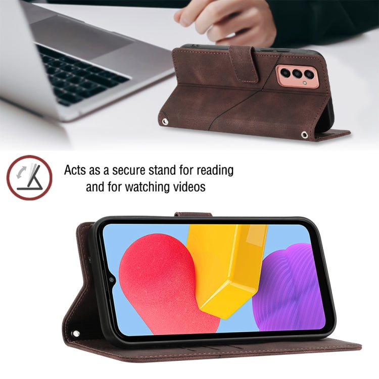 For Samsung Galaxy M13 Global Skin-feel Embossed Leather Phone Case