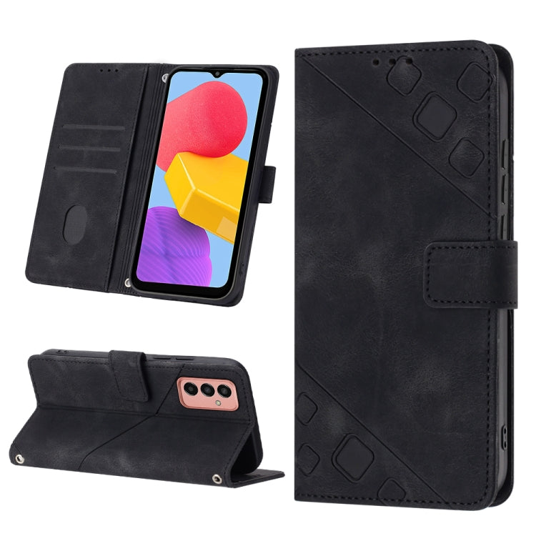 For Samsung Galaxy M13 Global Skin-feel Embossed Leather Phone Case
