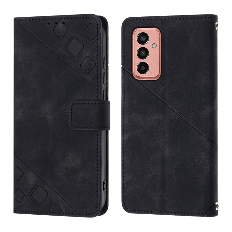 For Samsung Galaxy M13 Global Skin-feel Embossed Leather Phone Case