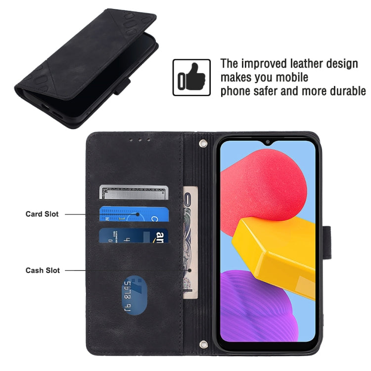 For Samsung Galaxy M13 Global Skin-feel Embossed Leather Phone Case