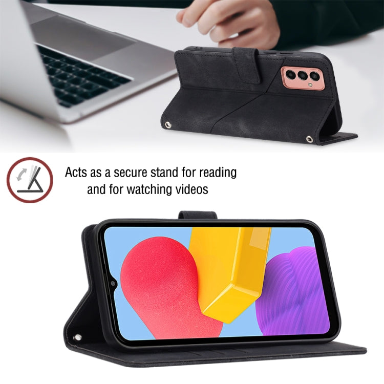 For Samsung Galaxy M13 Global Skin-feel Embossed Leather Phone Case