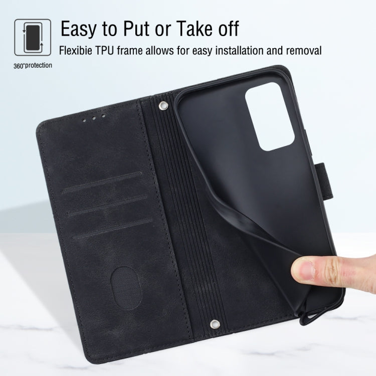 For Samsung Galaxy M13 Global Skin-feel Embossed Leather Phone Case