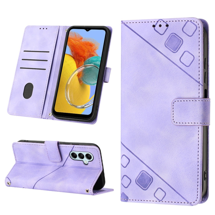 For Samsung Galaxy M14 5G Skin-feel Embossed Leather Phone Case