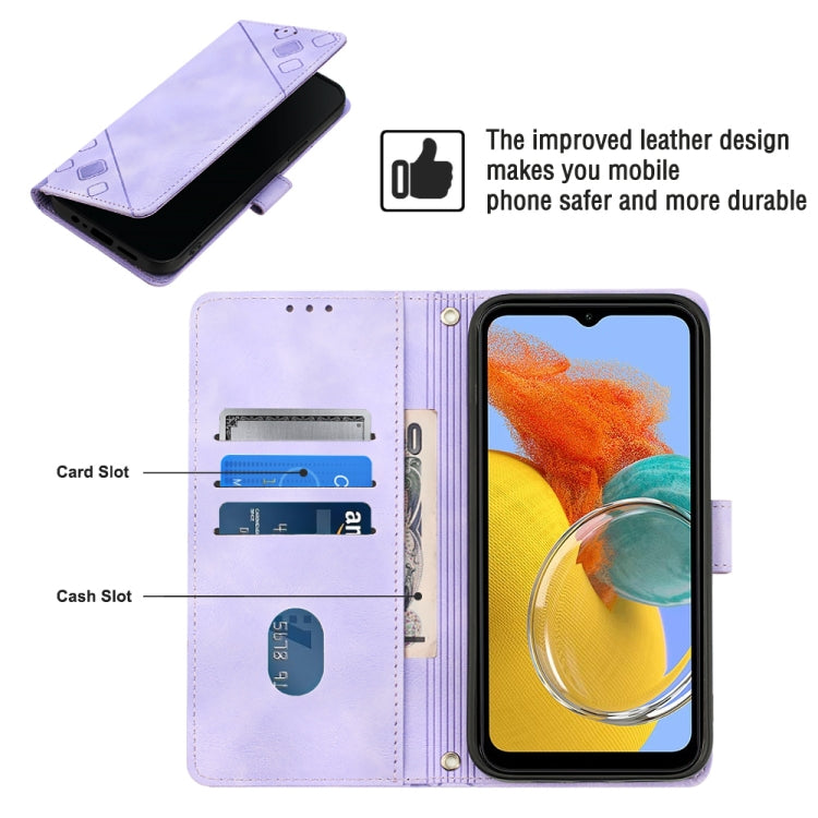 For Samsung Galaxy M14 5G Skin-feel Embossed Leather Phone Case