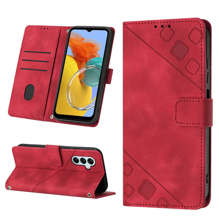 For Samsung Galaxy M14 5G Skin-feel Embossed Leather Phone Case