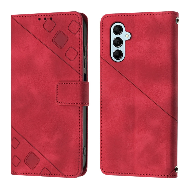 For Samsung Galaxy M14 5G Skin-feel Embossed Leather Phone Case