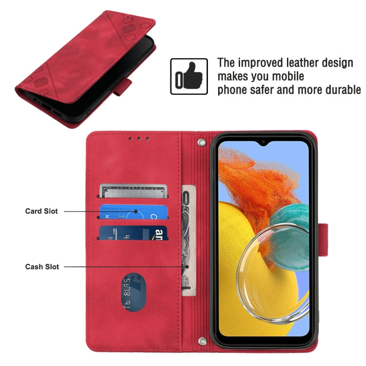 For Samsung Galaxy M14 5G Skin-feel Embossed Leather Phone Case