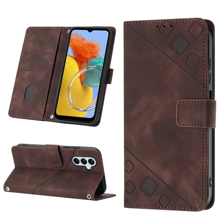 For Samsung Galaxy M14 5G Skin-feel Embossed Leather Phone Case