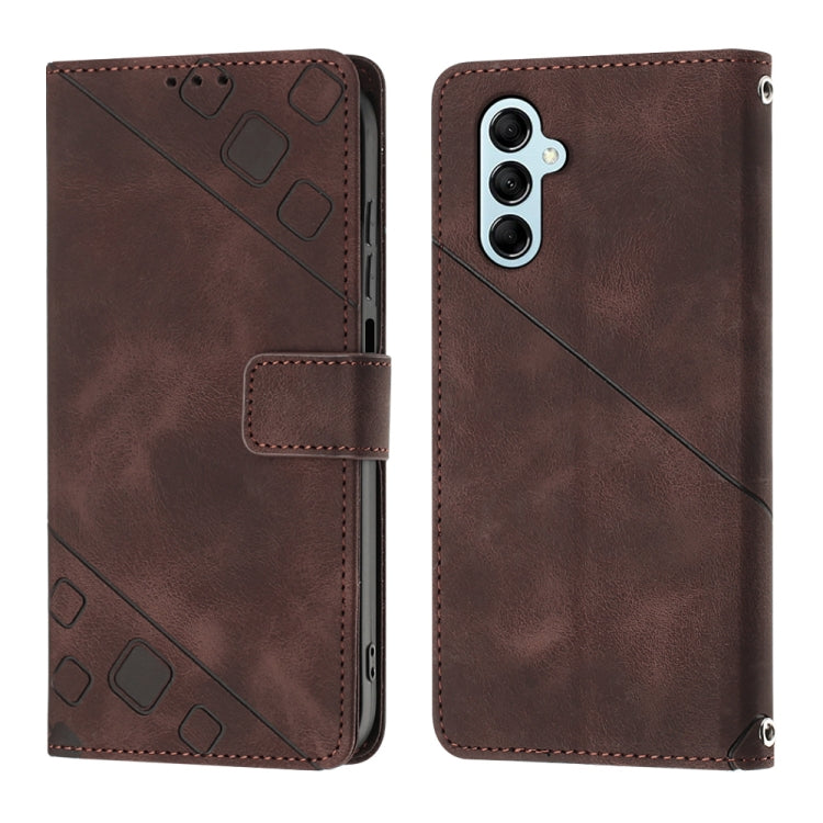 For Samsung Galaxy M14 5G Skin-feel Embossed Leather Phone Case
