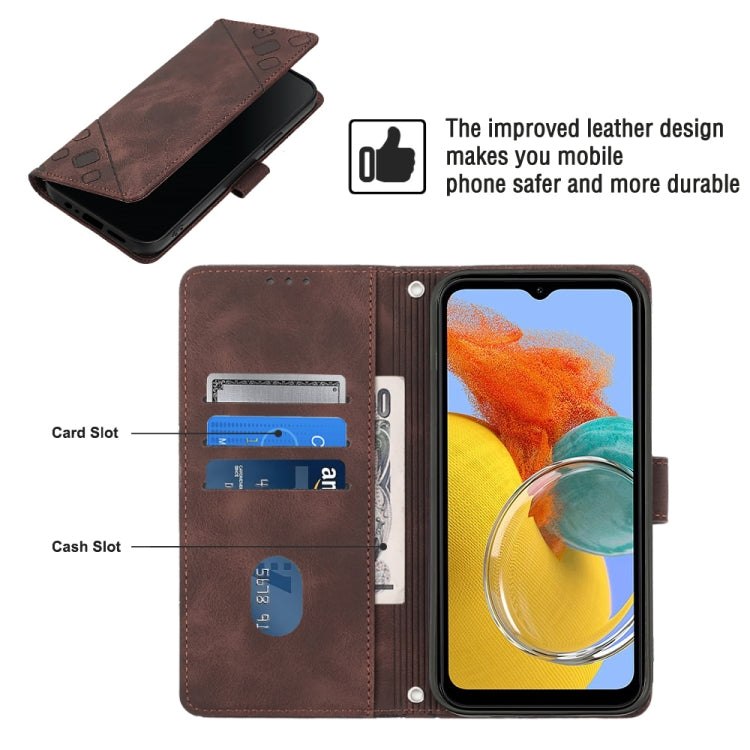 For Samsung Galaxy M14 5G Skin-feel Embossed Leather Phone Case