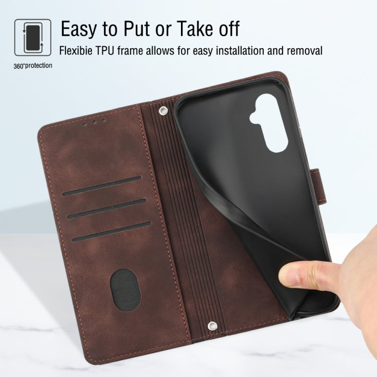 For Samsung Galaxy M14 5G Skin-feel Embossed Leather Phone Case