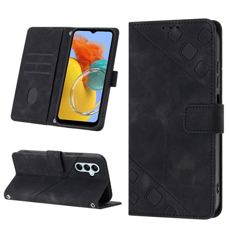 For Samsung Galaxy M14 5G Skin-feel Embossed Leather Phone Case