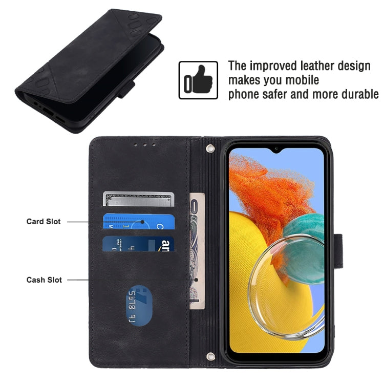 For Samsung Galaxy M14 5G Skin-feel Embossed Leather Phone Case