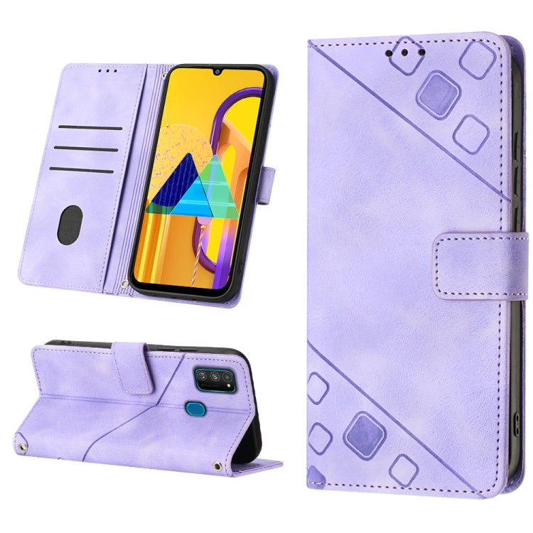 For Samsung Galaxy M30s / M21 Skin-feel Embossed Leather Phone Case