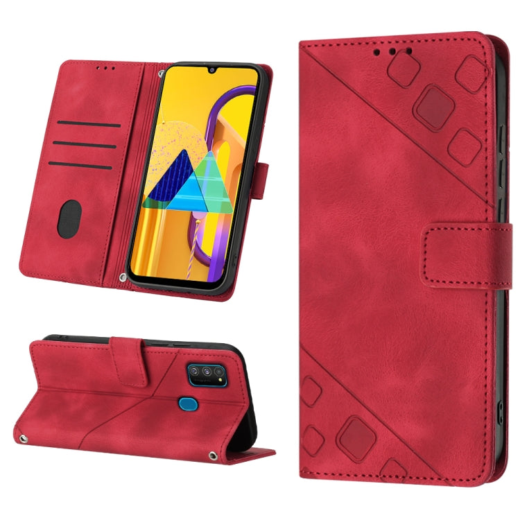 For Samsung Galaxy M30s / M21 Skin-feel Embossed Leather Phone Case