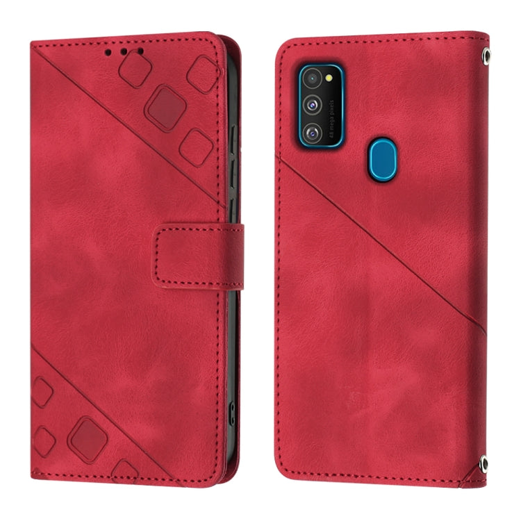 For Samsung Galaxy M30s / M21 Skin-feel Embossed Leather Phone Case
