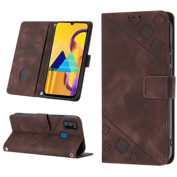 For Samsung Galaxy M30s / M21 Skin-feel Embossed Leather Phone Case