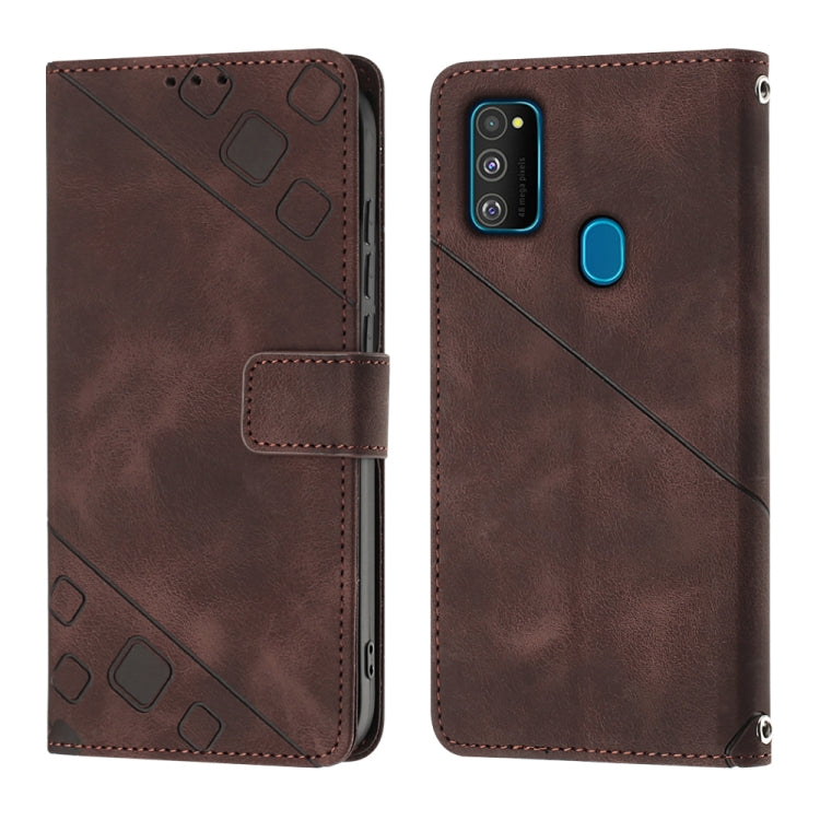 For Samsung Galaxy M30s / M21 Skin-feel Embossed Leather Phone Case