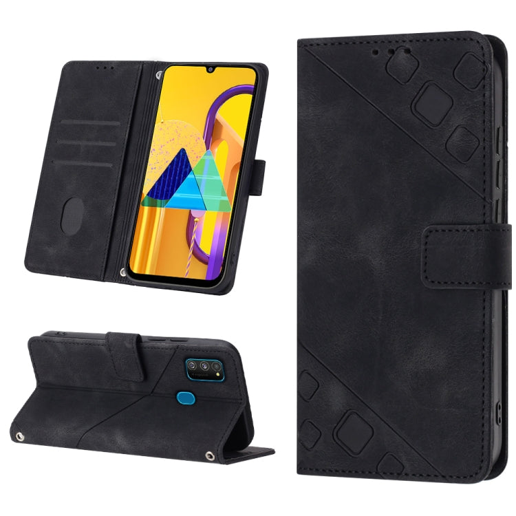 For Samsung Galaxy M30s / M21 Skin-feel Embossed Leather Phone Case