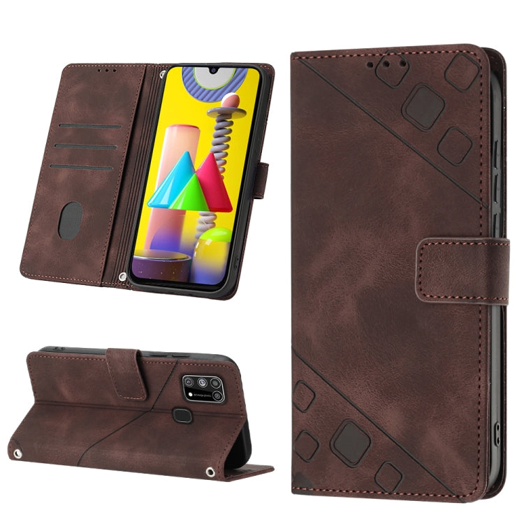 For Samsung Galaxy M31 / F41 / M21s Skin-feel Embossed Leather Phone Case