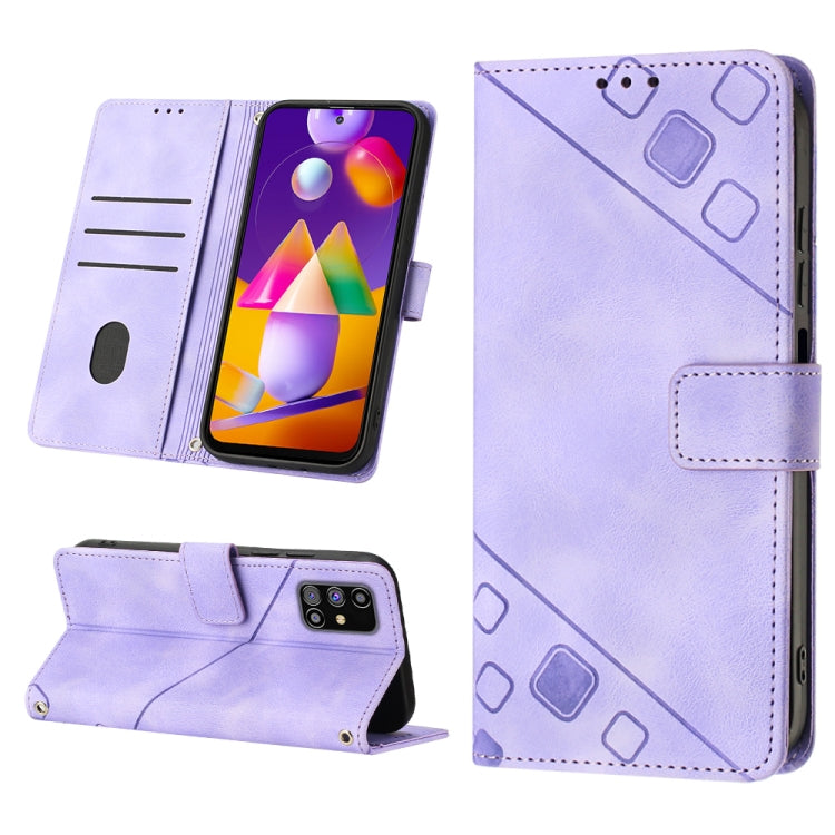 For Samsung Galaxy M31s Skin-feel Embossed Leather Phone Case
