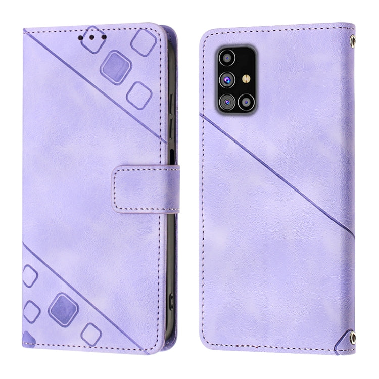 For Samsung Galaxy M31s Skin-feel Embossed Leather Phone Case