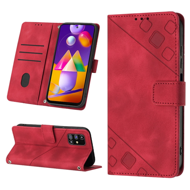 For Samsung Galaxy M31s Skin-feel Embossed Leather Phone Case