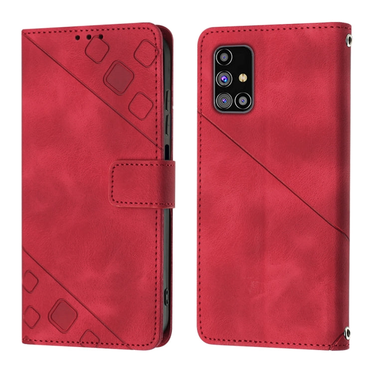 For Samsung Galaxy M31s Skin-feel Embossed Leather Phone Case