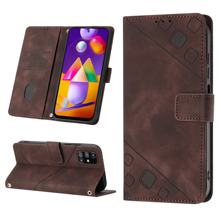 For Samsung Galaxy M31s Skin-feel Embossed Leather Phone Case