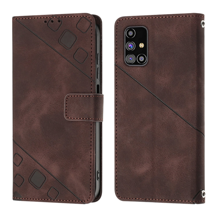 For Samsung Galaxy M31s Skin-feel Embossed Leather Phone Case