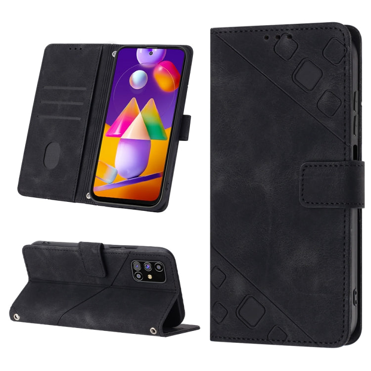 For Samsung Galaxy M31s Skin-feel Embossed Leather Phone Case