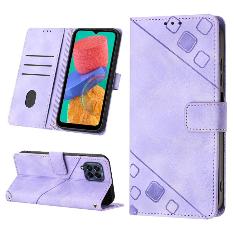 For Samsung Galaxy M33 5G Global Skin-feel Embossed Leather Phone Case