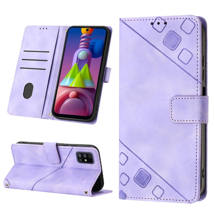 For Samsung Galaxy M51 Skin-feel Embossed Leather Phone Case