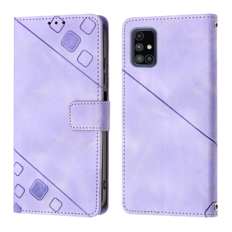 For Samsung Galaxy M51 Skin-feel Embossed Leather Phone Case