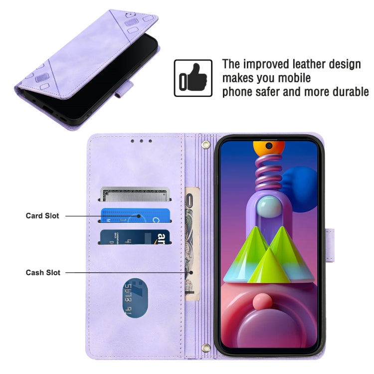 For Samsung Galaxy M51 Skin-feel Embossed Leather Phone Case