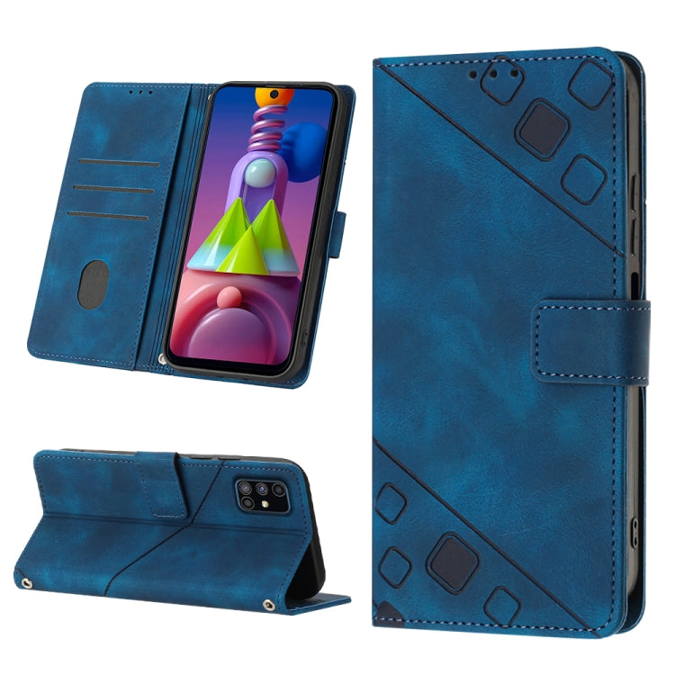For Samsung Galaxy M51 Skin-feel Embossed Leather Phone Case