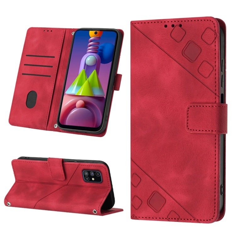 For Samsung Galaxy M51 Skin-feel Embossed Leather Phone Case