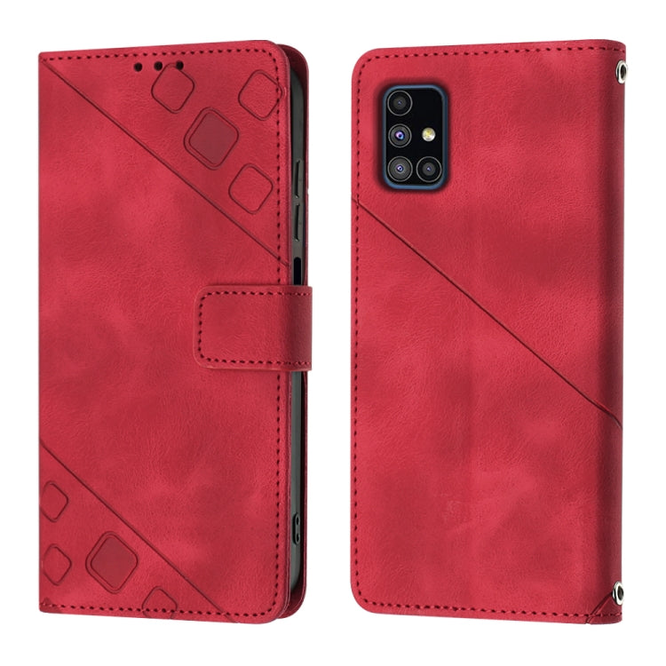 For Samsung Galaxy M51 Skin-feel Embossed Leather Phone Case