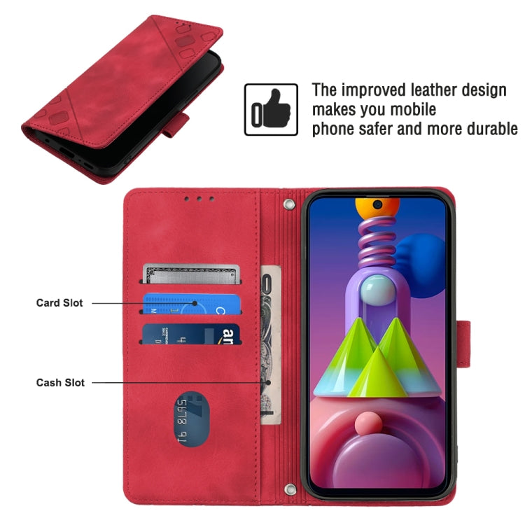 For Samsung Galaxy M51 Skin-feel Embossed Leather Phone Case