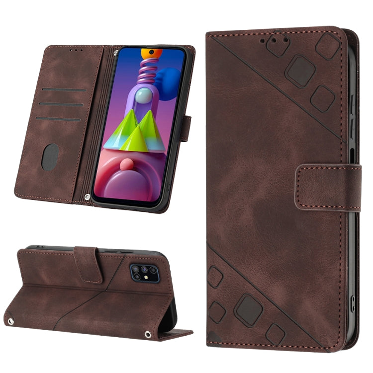 For Samsung Galaxy M51 Skin-feel Embossed Leather Phone Case
