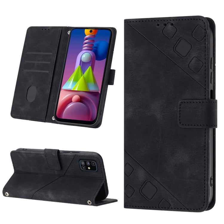For Samsung Galaxy M51 Skin-feel Embossed Leather Phone Case