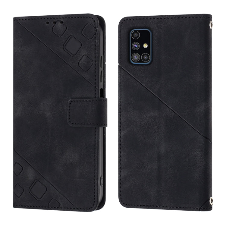 For Samsung Galaxy M51 Skin-feel Embossed Leather Phone Case