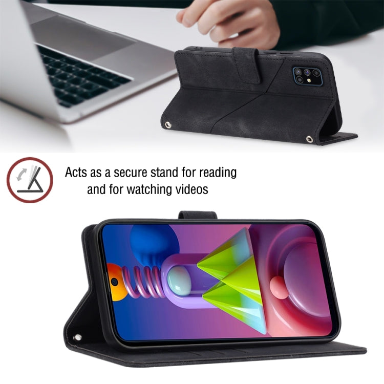 For Samsung Galaxy M51 Skin-feel Embossed Leather Phone Case