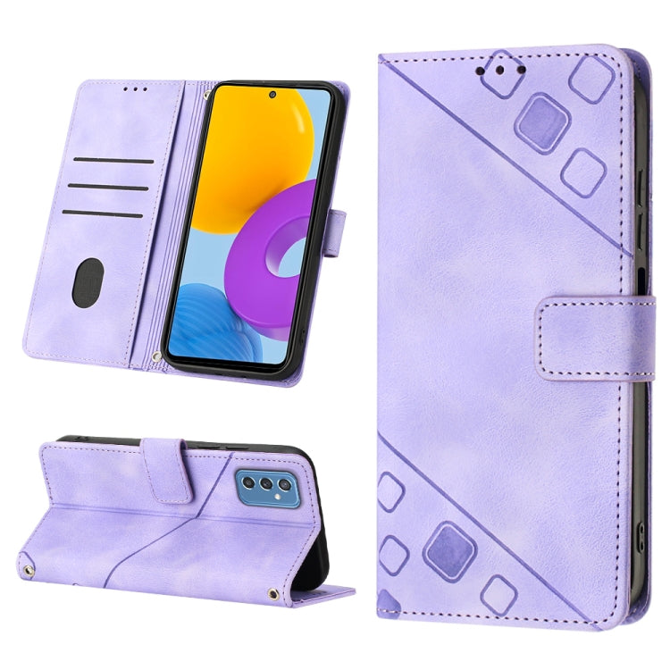 For Samsung Galaxy M52 5G Skin-feel Embossed Leather Phone Case