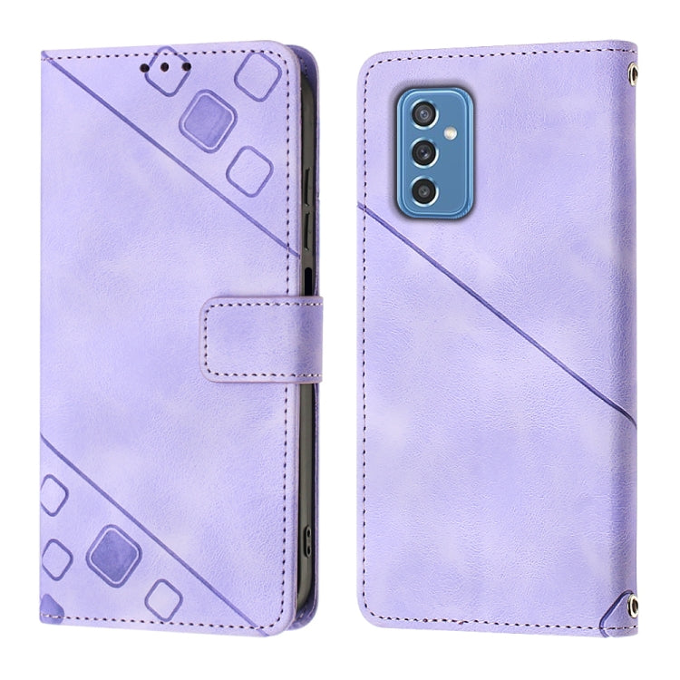 For Samsung Galaxy M52 5G Skin-feel Embossed Leather Phone Case