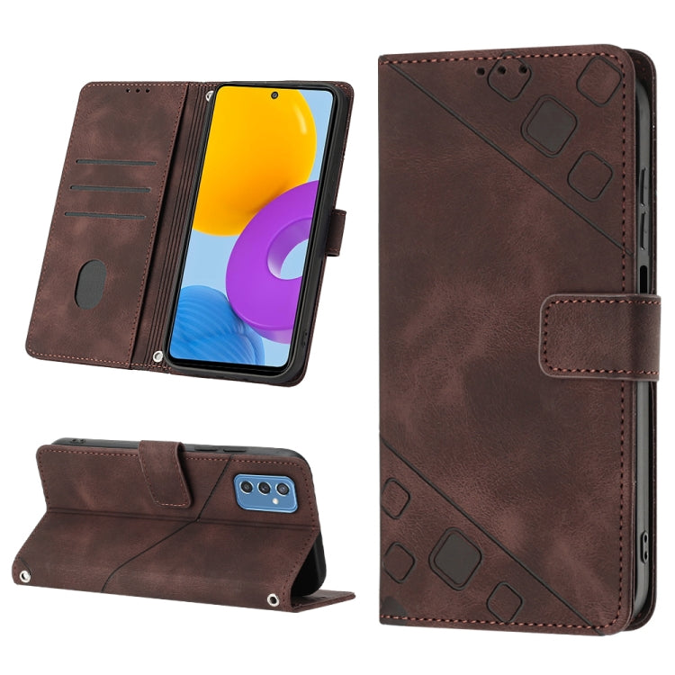 For Samsung Galaxy M52 5G Skin-feel Embossed Leather Phone Case
