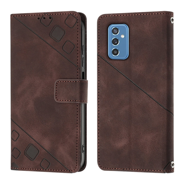 For Samsung Galaxy M52 5G Skin-feel Embossed Leather Phone Case