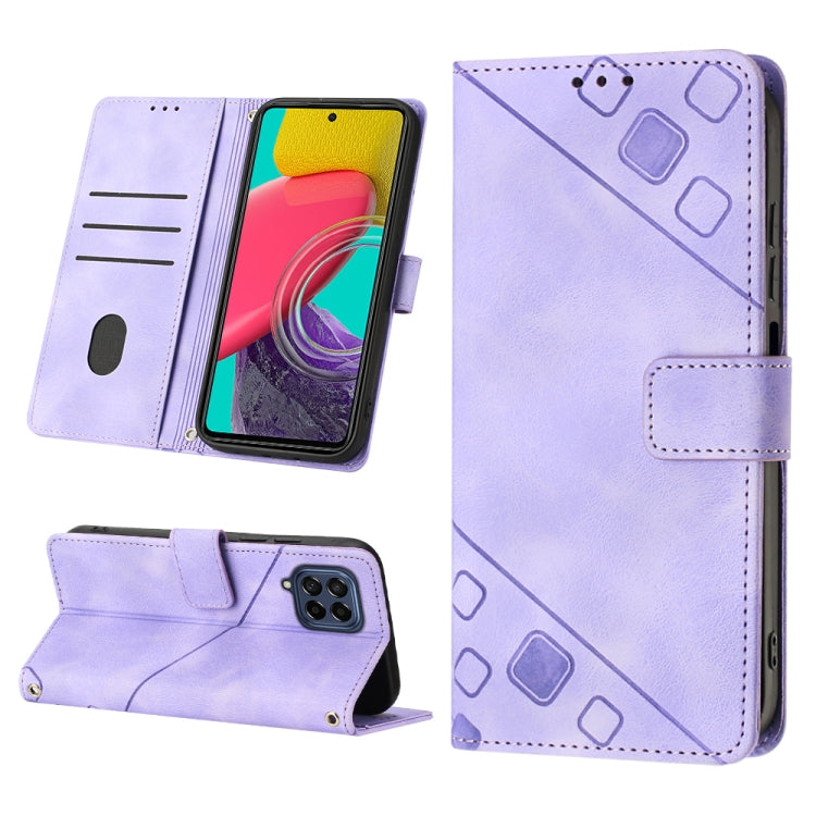 For Samsung Galaxy M53 5G Skin-feel Embossed Leather Phone Case