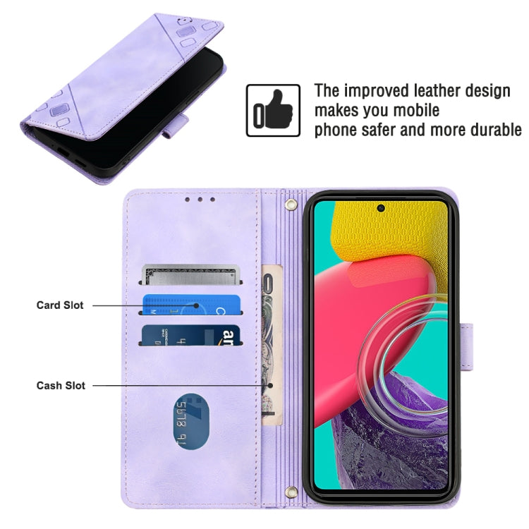 For Samsung Galaxy M53 5G Skin-feel Embossed Leather Phone Case